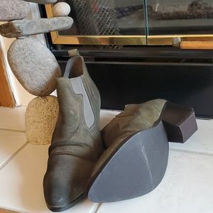 New Dull green suede ankle booties.